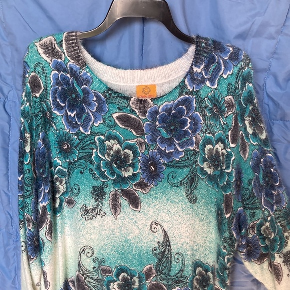 Relisted Ruby Rd sweater floral print ombré fuzzy pullover boho casual office 2X - Picture 3 of 17